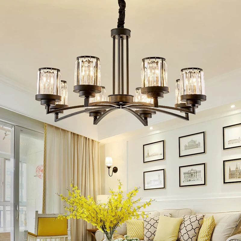 Afralia™ Black Crystal Chandelier: Elegant Luxury Ceiling Light for Living Room & Bedroom