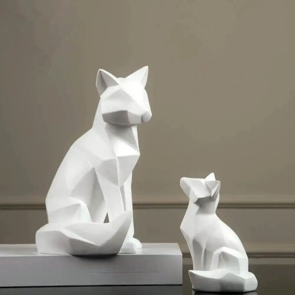 Afralia™ Geometric Fox Sculpture Modern Home Decor Abstract Ornaments Statues