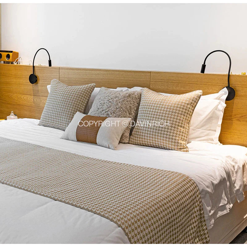 Afralia™ Champagne Houndstooth Jacquard Pillowcase 50x50cm