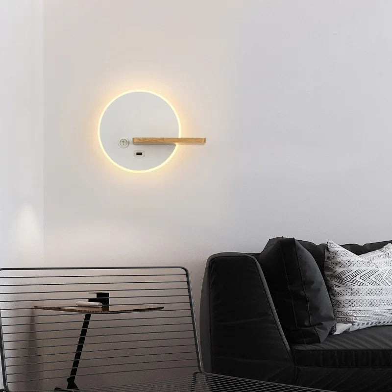 Afralia™ Nordic LED Wall Lamp with USB Charging Port Indoor Lighting