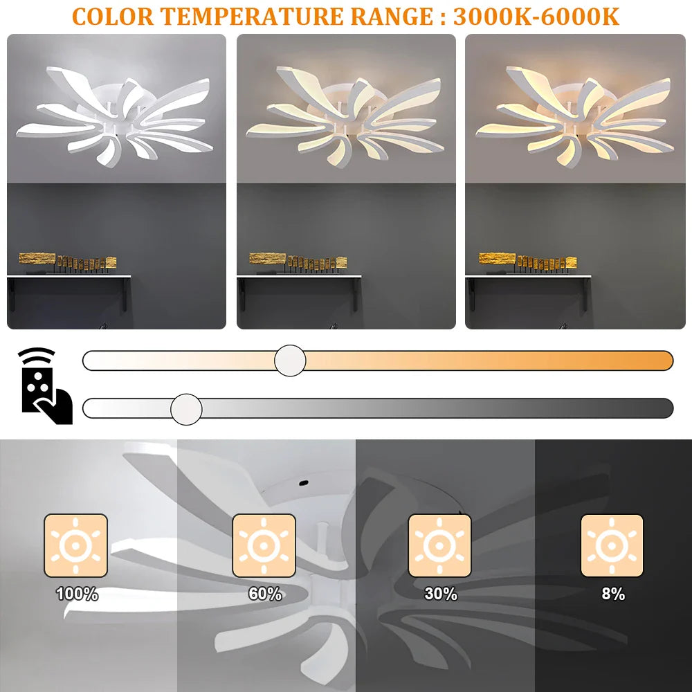 Afralia™ Acrylic Branch Design LED Ceiling Chandelier RC Dimming Light Fixture