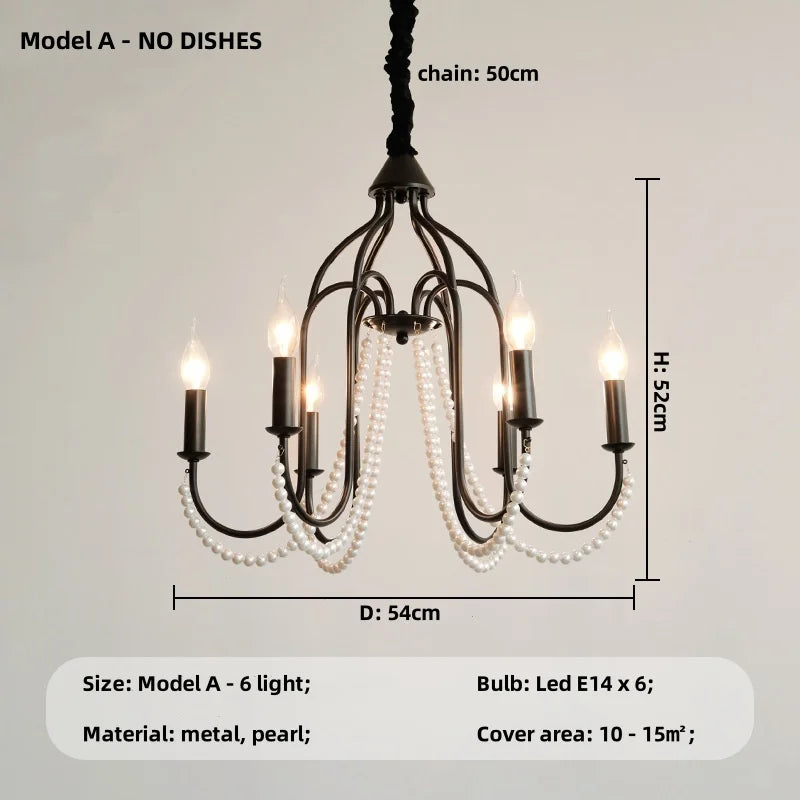 Afralia™ Black E14 Candle Chandelier: French Living Room Pendant Lighting for Home Decor