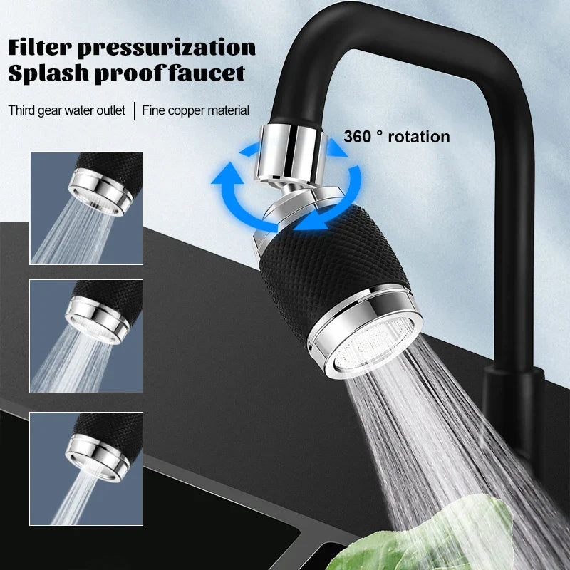 Afralia™ 3-Mode Space Aluminum Kitchen Faucet Aerator | 360° Water Saving Nozzle Filter