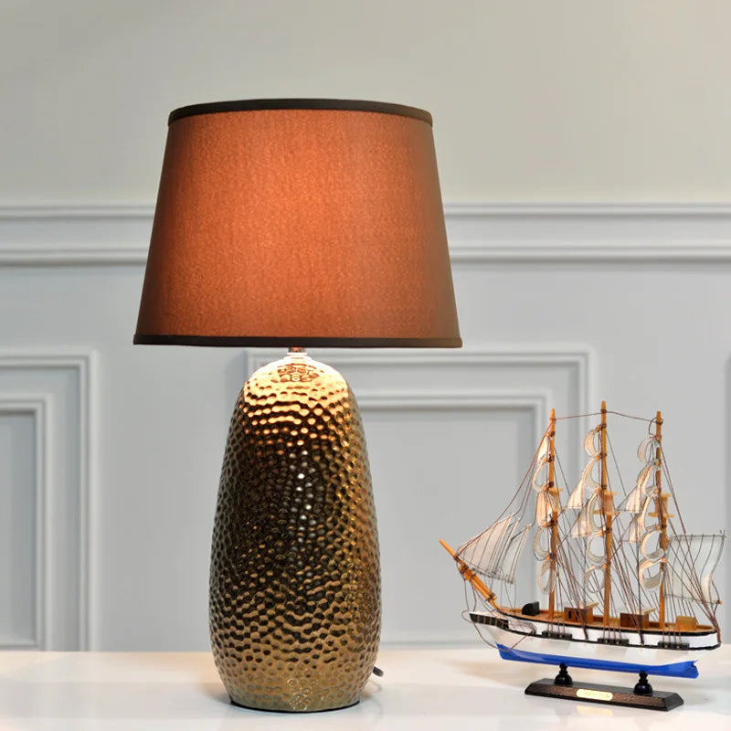 Afralia™ Warm Coffee Ceramic Desk Lamp: American Minimalist Modern Nordic Decor