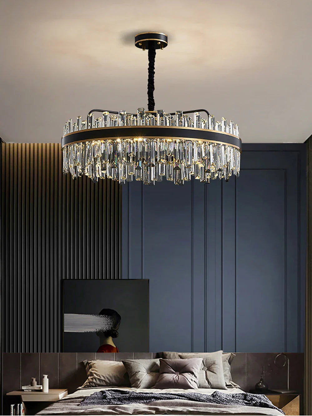 Afralia™ Crystal Chandelier Round Light Fixture for Luxury Living Room Décor