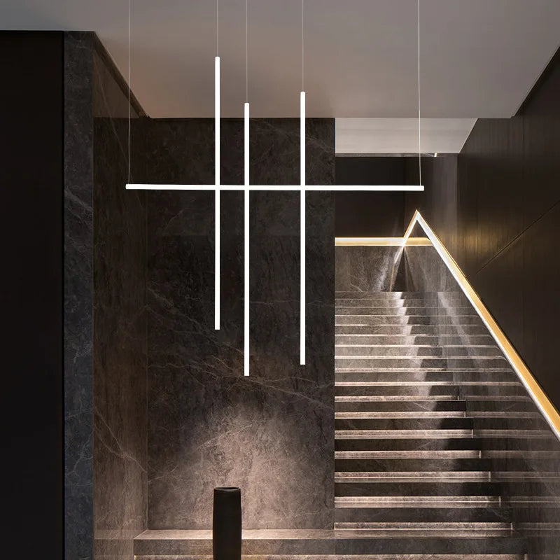 Afralia™ Minimalist Long Strip LED Chandelier for Office, Dining Room, and Bar