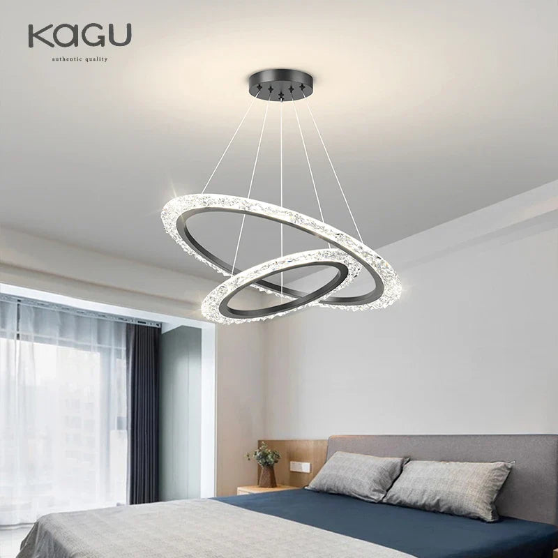 Afralia™ Modern Luxury Gold Ring LED Pendant Chandelier for Living Room & Bedroom