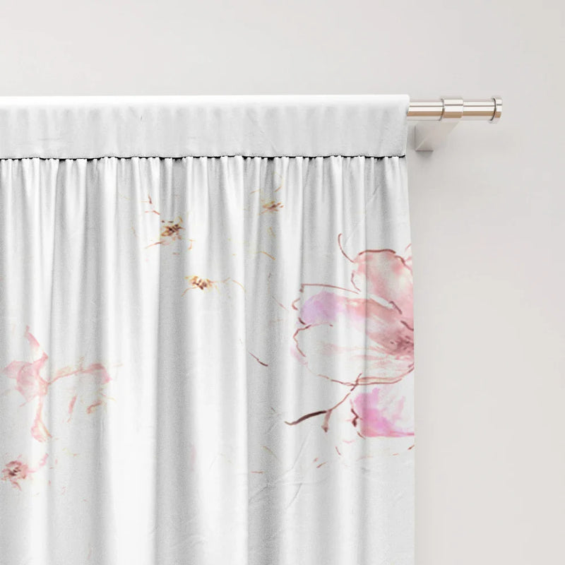 Afralia™ Floral Background Rod Pocket Curtains for Home Decor, Kitchen, Living Room