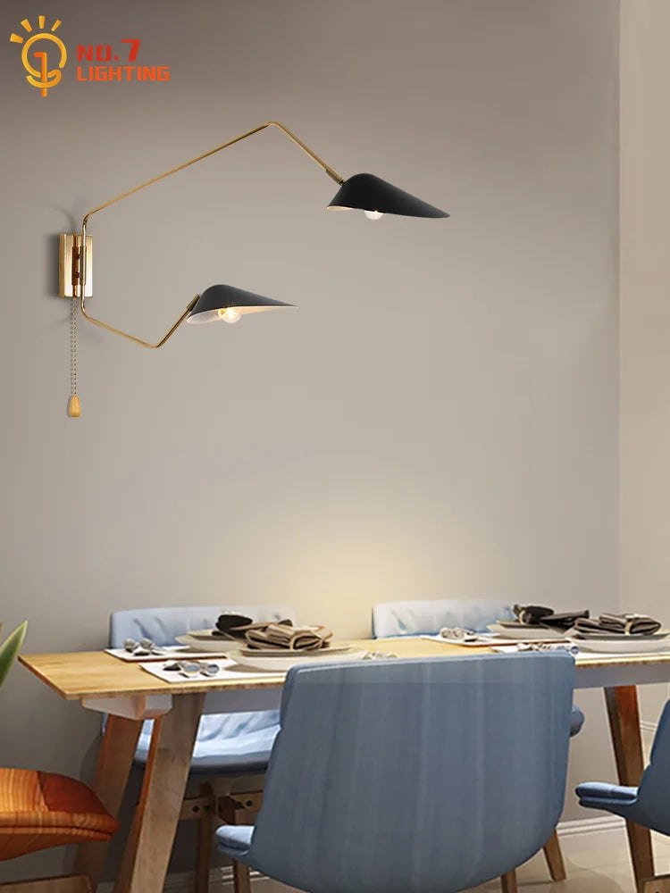 Afralia™ Luxury Dawn Spider Serge Mouille Swing Arm Wall Lamp LED E27 White