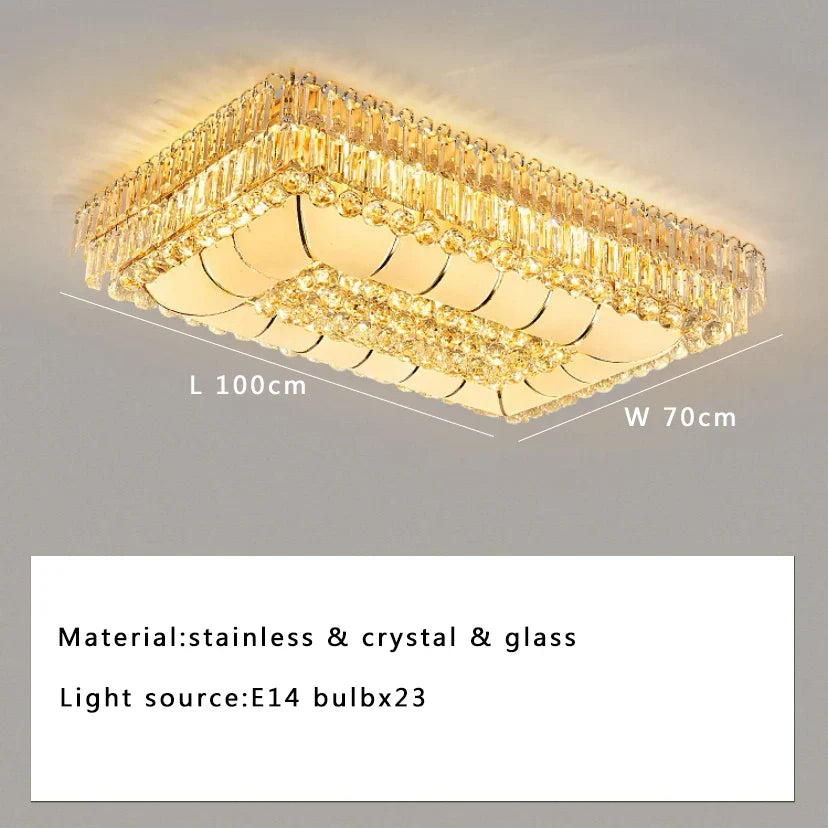 Afralia™ Luxury Gold Crystal Ceiling Light Chandeliers for Elegant Room Decor