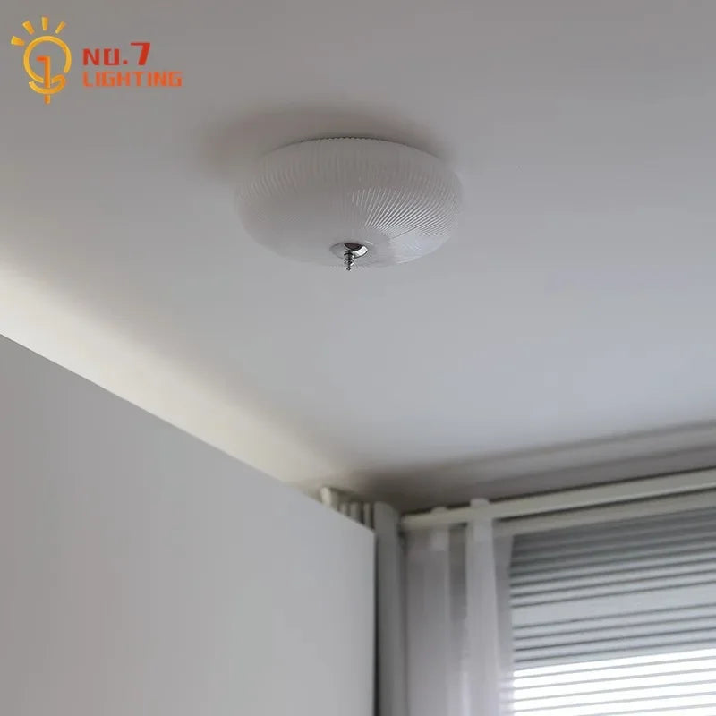 Afralia™ Cream Glass Round Ceiling Lights | Modern LED Indoor Lighting | Bedroom Study Balcony Lighting