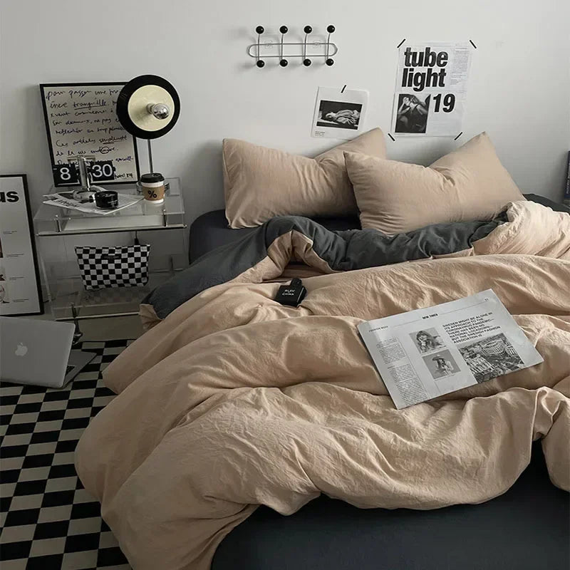 Afralia™ Cotton Bedding Set with Comforter Cover, Sheet, and Pillowcase Set