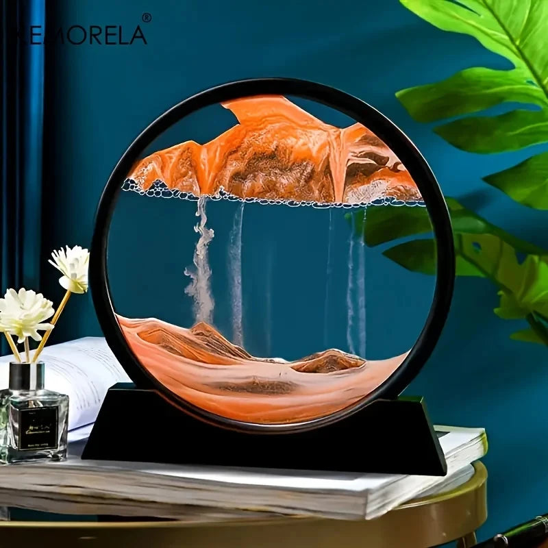 Afralia™ 3D Moving Sand Art Picture - 12 Inch Round Glass Ocean Sandscape Hourglass