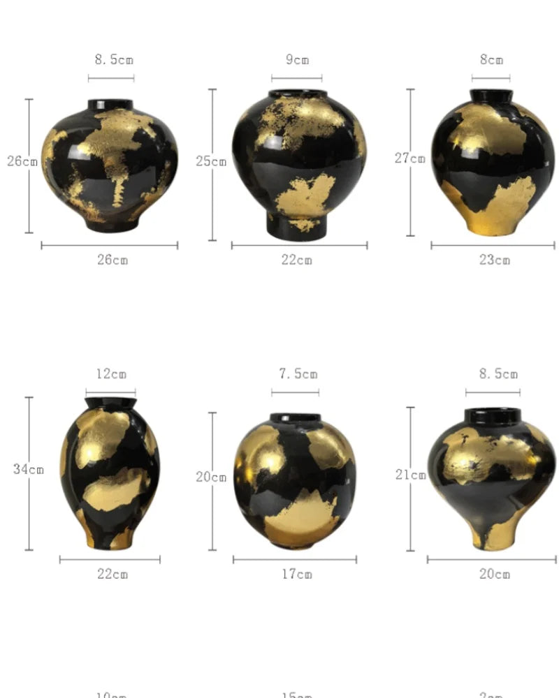 "Afralia™ Gold Foil Pattern Ceramic Vase - Handcrafted Flowerpot Terrarium Home Decor"