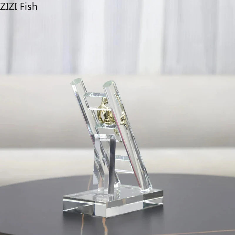 Afralia™ Golden Figures Resin Sculpture: Creative Staircase Desk Decoration