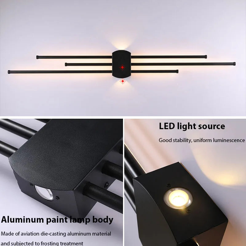 Afralia™ Black Iron LED Wall Lamp for Living Room, Bedside, TV Background - 110v 240v