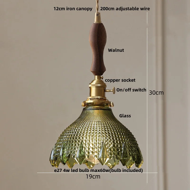 Afralia™ Clear Glass Nordic LED Pendant Light Fixture with Brass Knob Switch