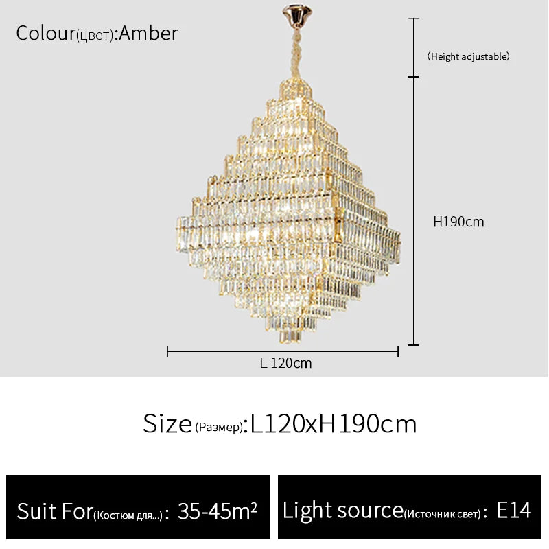Afralia™ Luxe Crystal Pyramid Chandelier: High-end Lighting for Living Room & Hotel Lobby