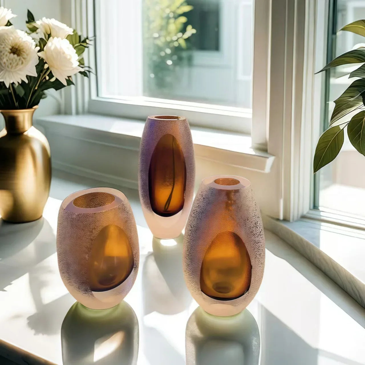 Afralia™ Frosted Glass Vase Home Decoration Floral Arrangement Hydroponics Terrarium Jar