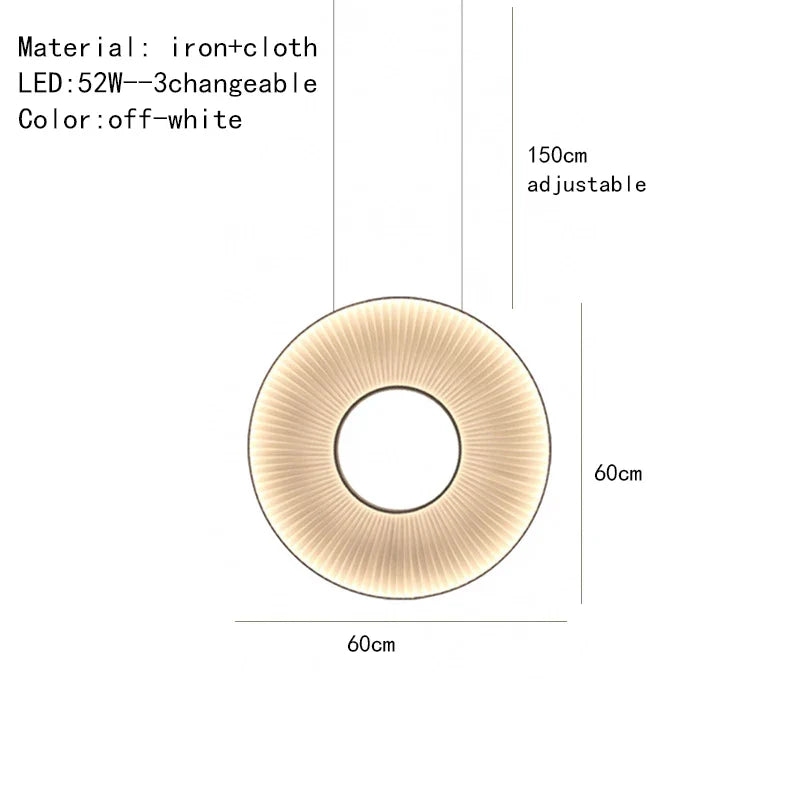 Afralia™ Dix Iris Pendant Light Fabric Round Ring Aesthetics Art Decor Light