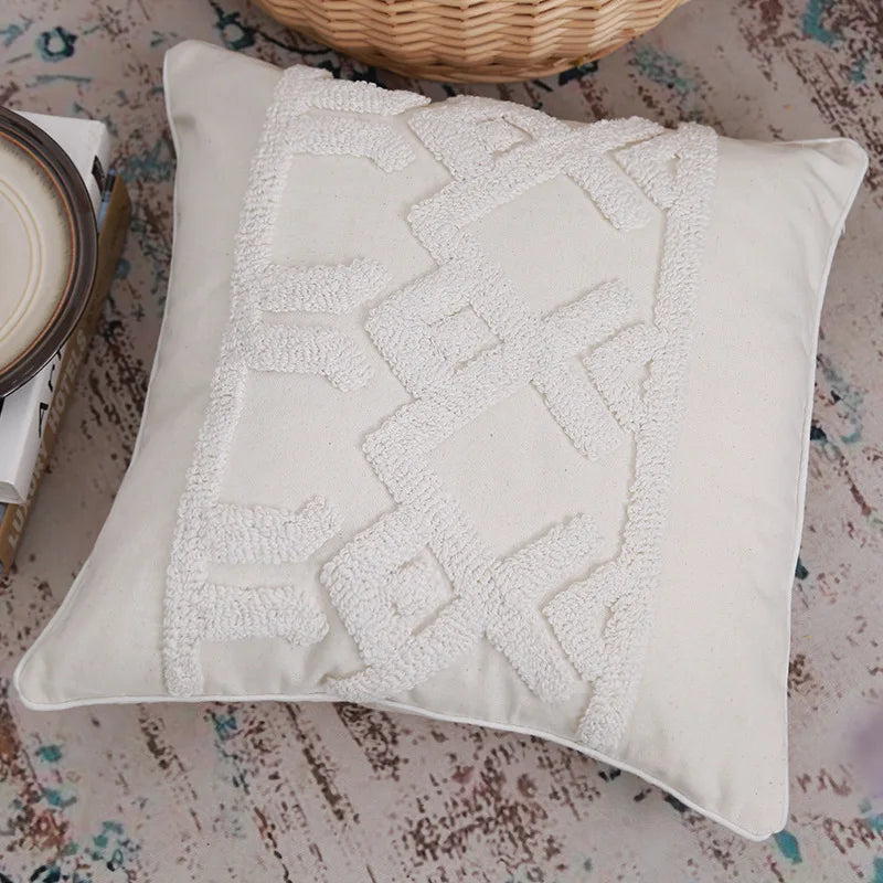 Afralia™ Geometric Loop Tufted Pillow Cover: Thick Cotton Canvas Cushion for Home Decor