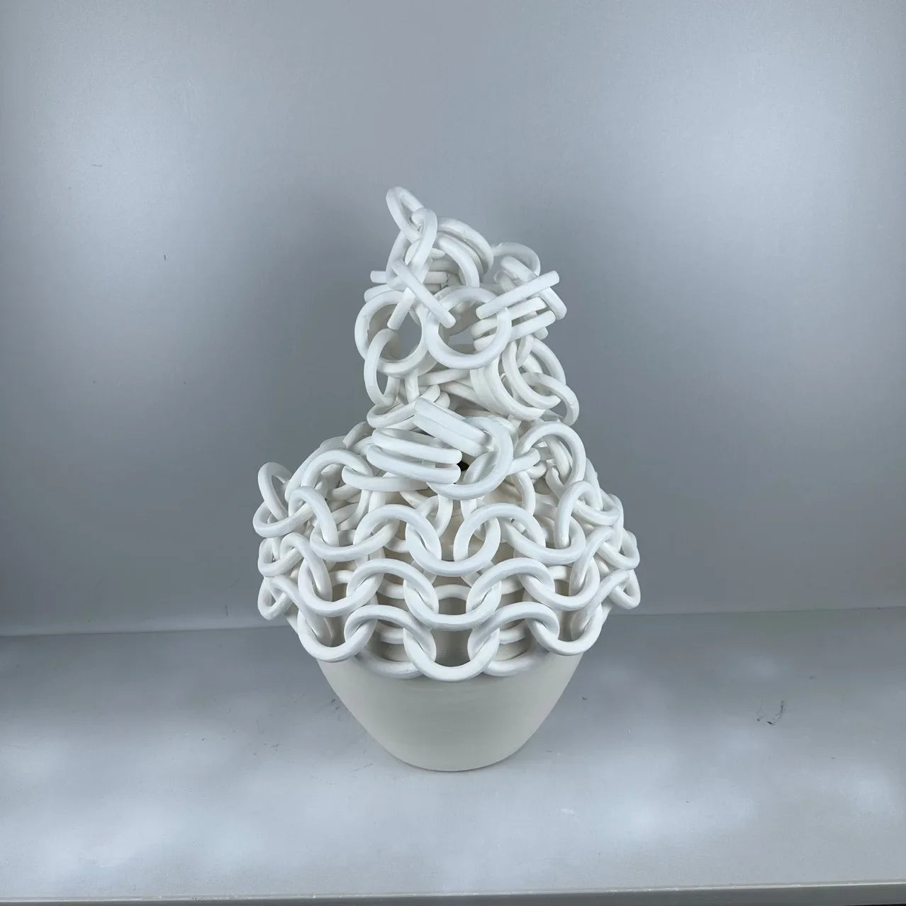 Afralia™ Ceramic Vase Chain Round Ring Handicrafts Home Decoration Pot