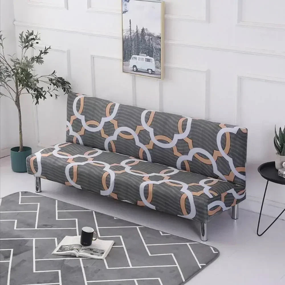 Afralia™ Armless Futon Sofa Cover Slipcover Elastic No Armrest