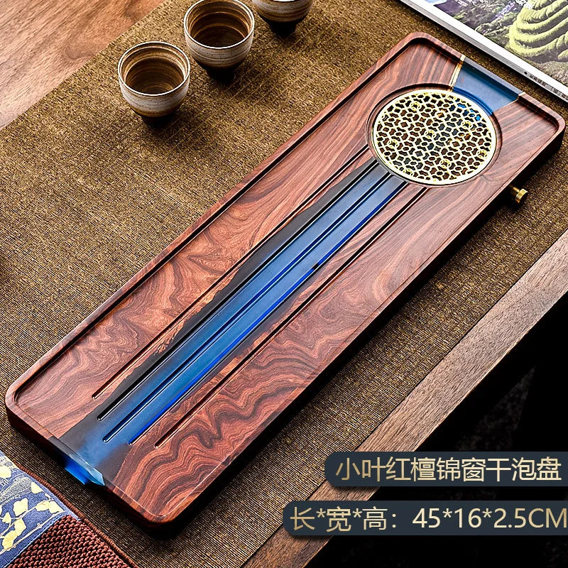 Afralia™ Handmade Wood Resin Tea Tray | Bubble Tea Table Home Kung Fu Set