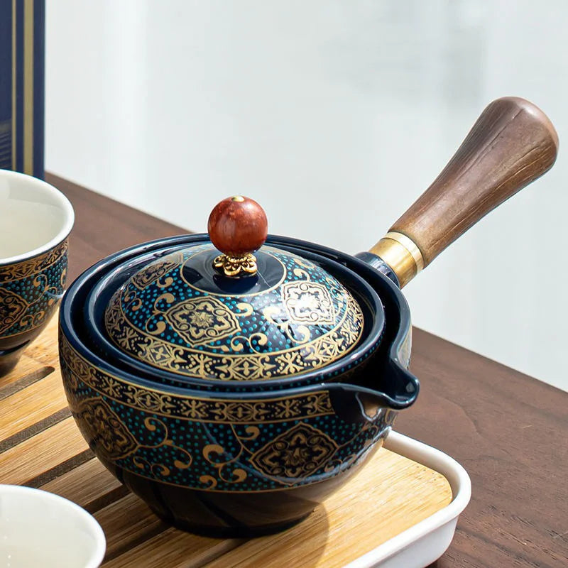 Afralia™ Rotating Teaware Set for Puer Chinese Gongfu Tea