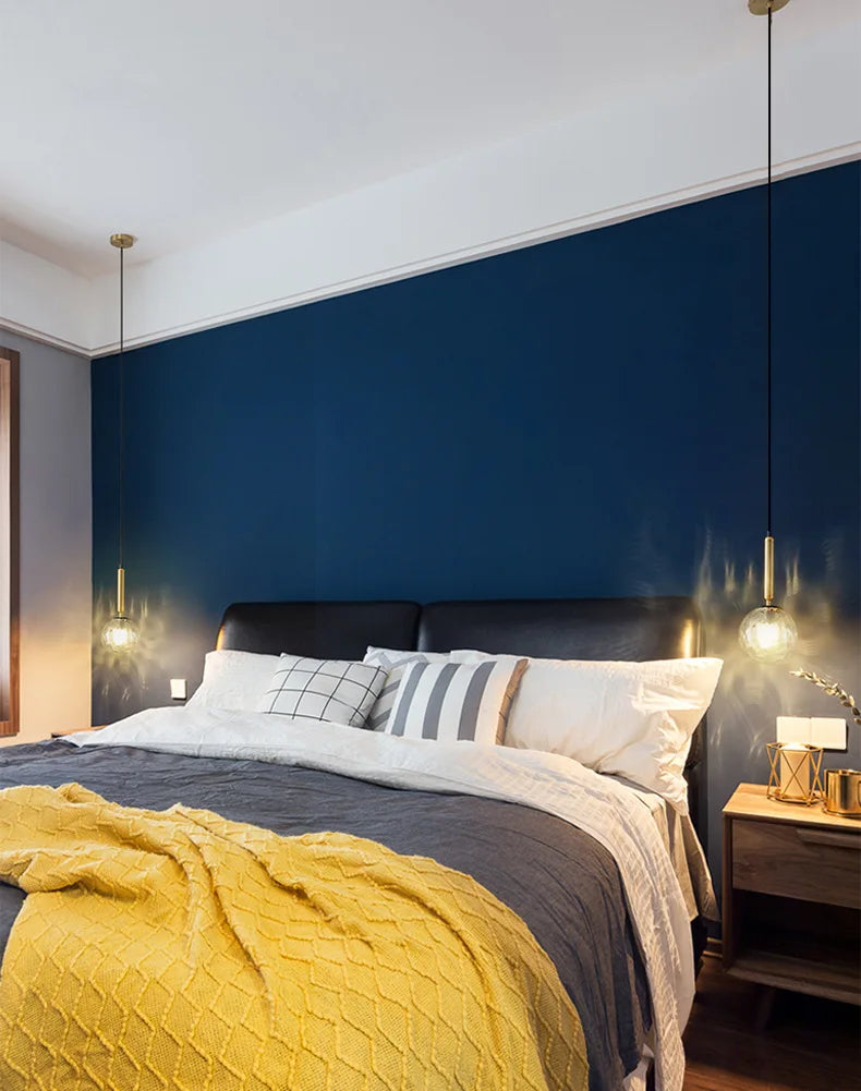 Afralia™ Modern Glass Pendant Lamp LED Nordic Minimalist Restaurant Bar Bedroom Light