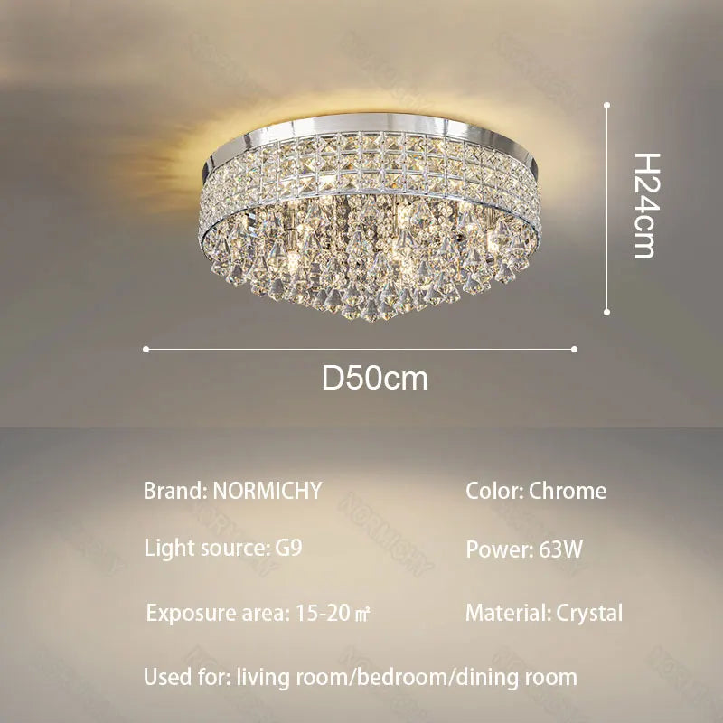 Afralia™ Modern Drum Crystal Chandelier Light Fixture for Home Décor
