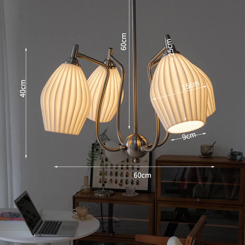 Afralia™ Ceramic Chandelier: French Bauhaus Style Art Pendant Light for Living Room, Dining Room, Bedroom