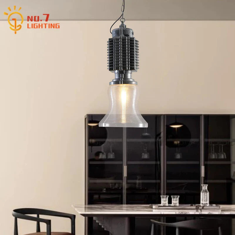Afralia™ Glass Chrome Pendant Light LED E27 Iron Art Decor for Restaurant Café