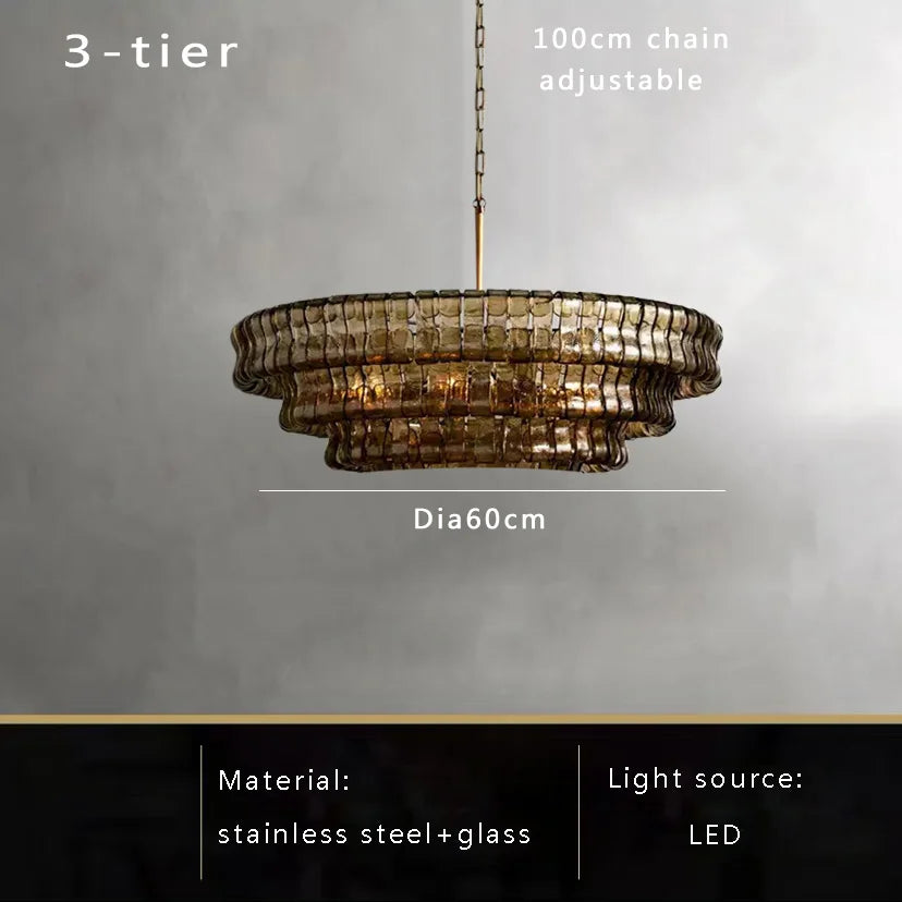 Afralia™ Brown Glass Chandelier for Dining & Living Room, Classic Vintage Suspension Lamps