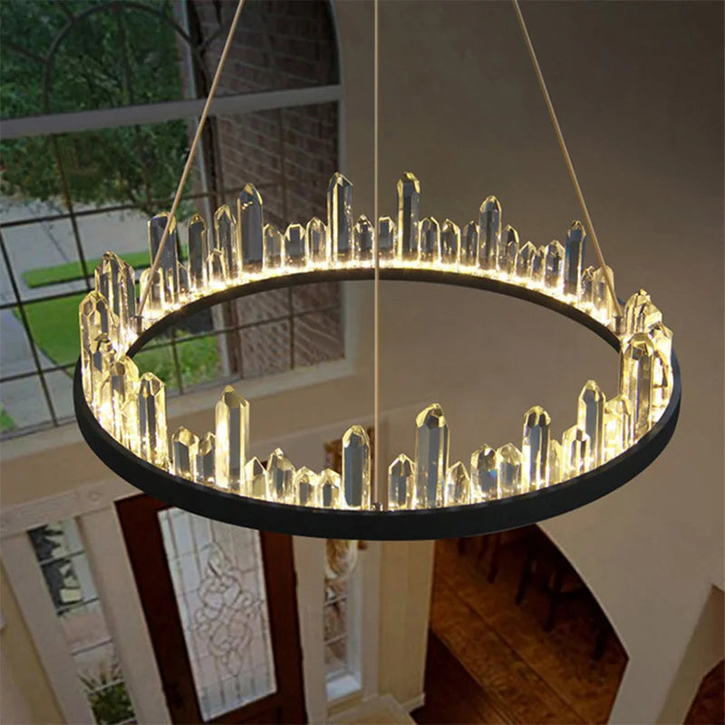 Afralia™ Crystal LED Pendant Lights: Modern Gold Black Industrial Lamp