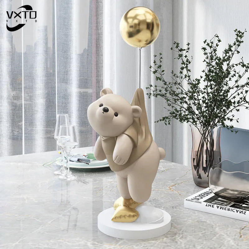 Afralia™ Balloon Polar Bear Resin Ornaments: Home Decor Craft, Office Desk Figurine sculpt