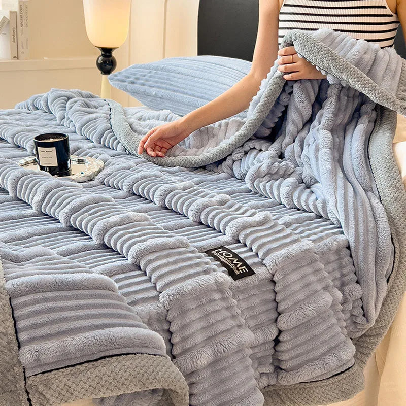 Afralia™ Cozy Faux Rabbit Plush Blanket, Nordic Style, Thick & Warm, Super Soft Nap Shawl