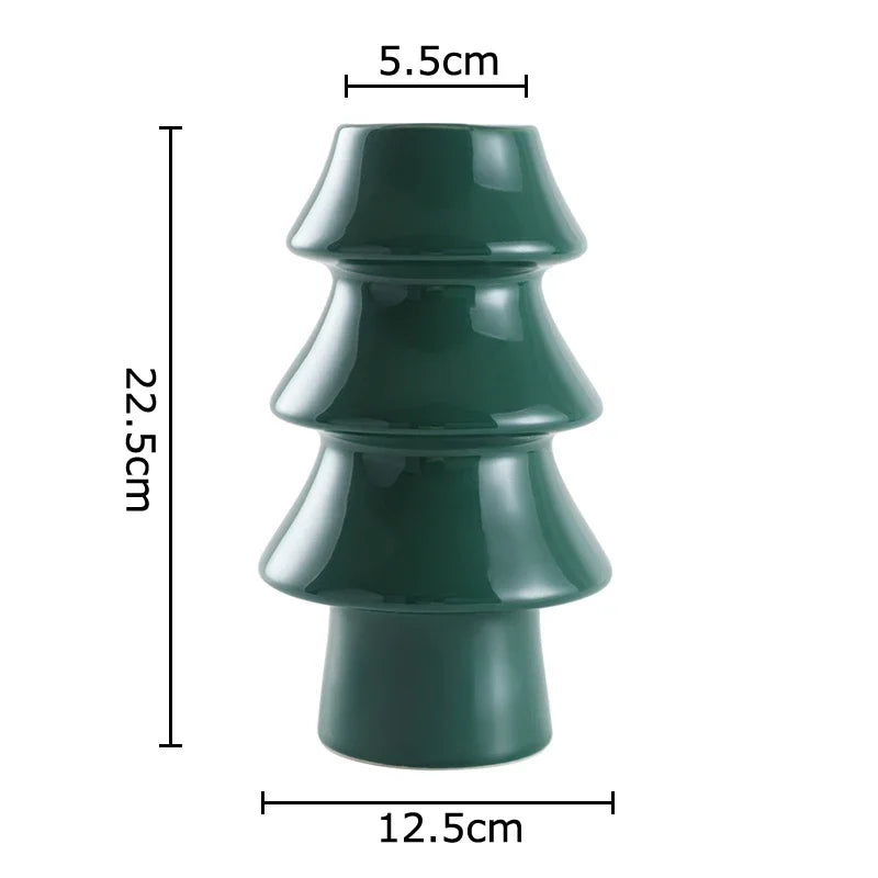 Afralia™ Xmas Tree Ceramic Vase for Table Decoration and Flowers Arrangement