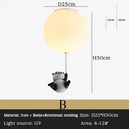 Afralia™ Kids Bear LED Ceiling Chandelier, Cute Bedroom Pendant Light for Boys and Girls