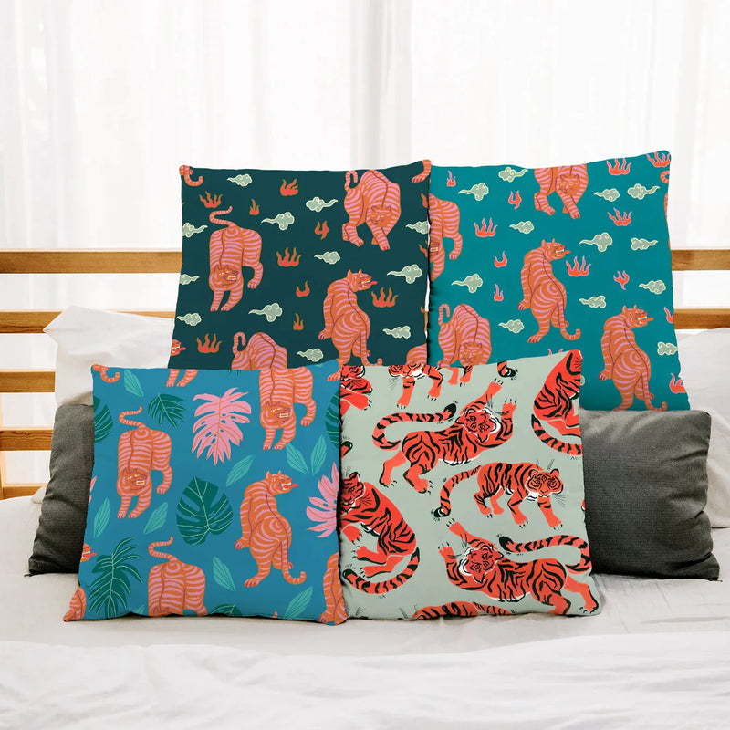 Tiger Autumn Farmhouse Pillowcase for Sofa Bed Cushions Cover by Afralia™