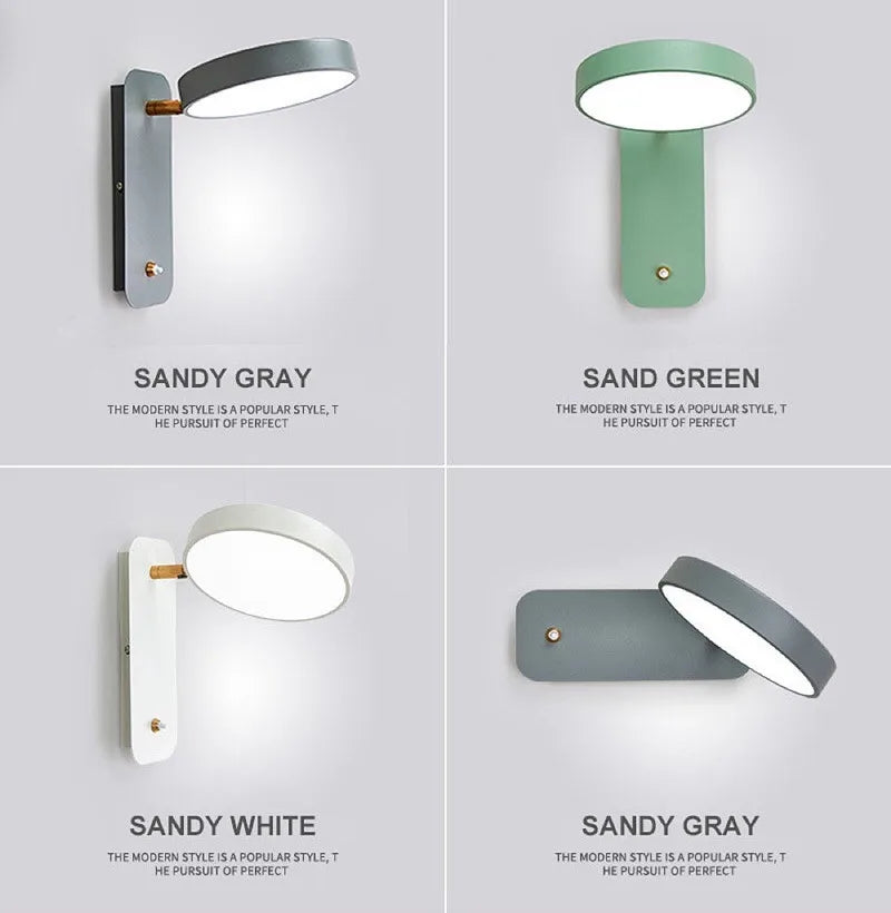 Afralia™ Nordic Macaron Rotatable Wall Sconce with Switch - Modern Bedroom Bedside LED Wall Lamp