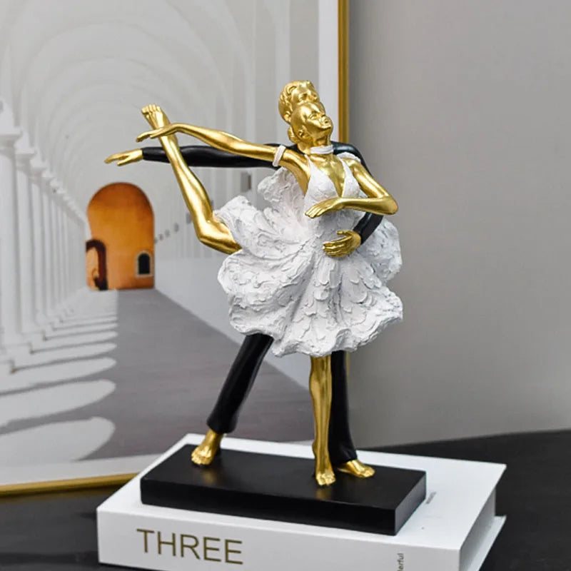 Afralia™ Ballet Dance Girl Double Statue for Home Decor and Desktop Accessories