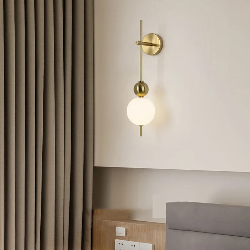 Afralia™ LED Wall Sconce White Acrylic Ball Gold Metal Bedroom Lighting