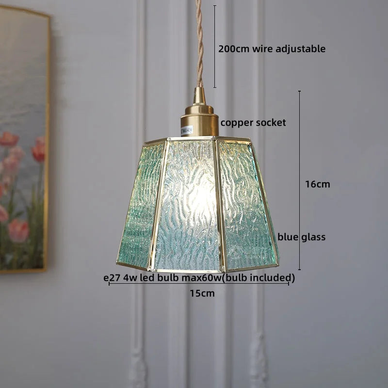 Afralia™ Glass Copper Pendant Light Modern LED Hanging Light for Home Decor