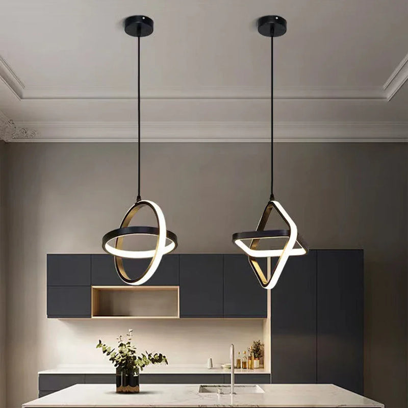 Afralia™ Modern LED Pendant Lights - Sleek Black Chandelier