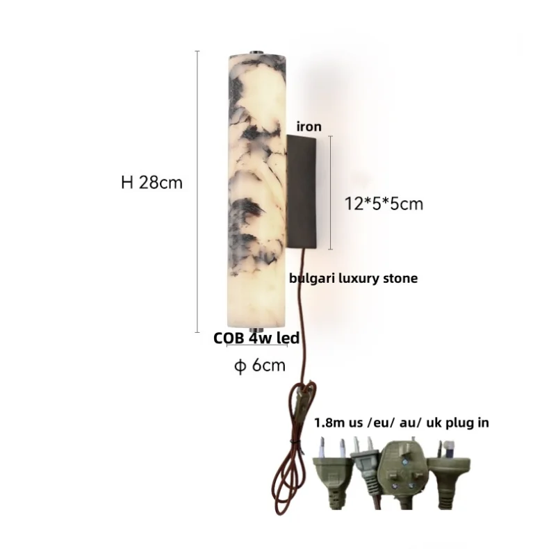 Afralia™ Nordic LED Wall Sconce Marble Wood Canopy Vanity Light