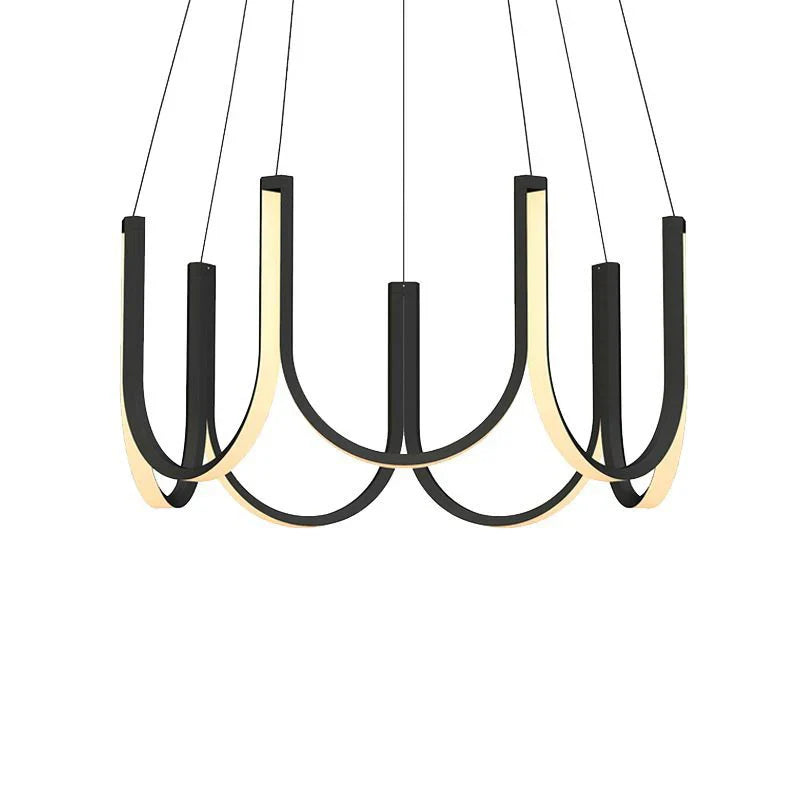 Afralia™ LED Chandelier: Black Gold Aluminium Hanging Light, Parlor Dining Room Bedroom Lamp
