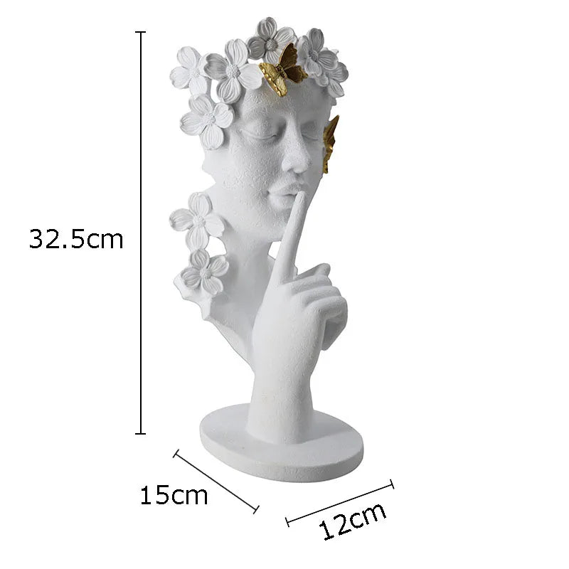 Afralia™ Gold Silence Is Gold Garland Figure Resin Sculpture Desk Decoration