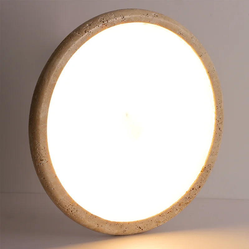 Afralia™ Natural Stone Art LED Ceiling Chandelier - Retro Round Disc Shape Nordic Light Fixtures