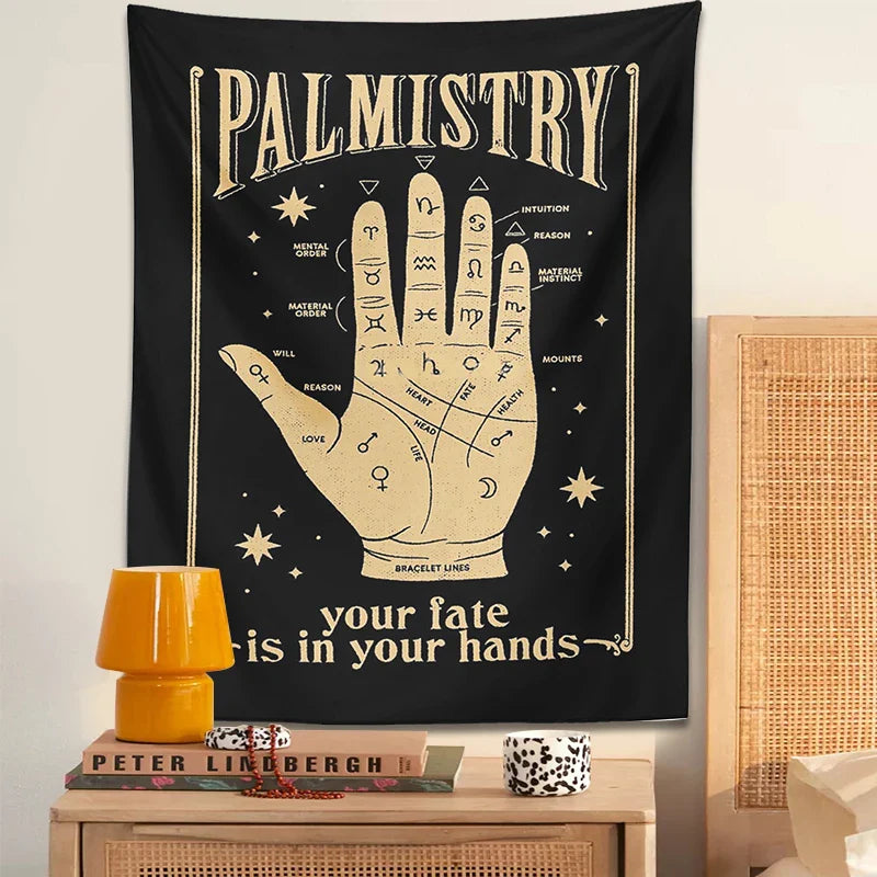 Afralia™ Palmistry Tapestry Wall Hanging: Retro Witchcraft Bohemian Art for Home Decor